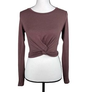 Aritzia Wilfred Free Brown Twist Crop Top